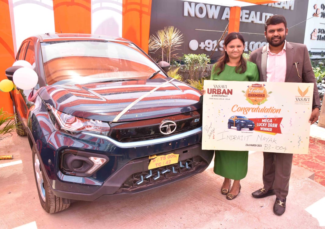 Indrajith wins Nexon EV car in Vasavi Urban Ugadi draw