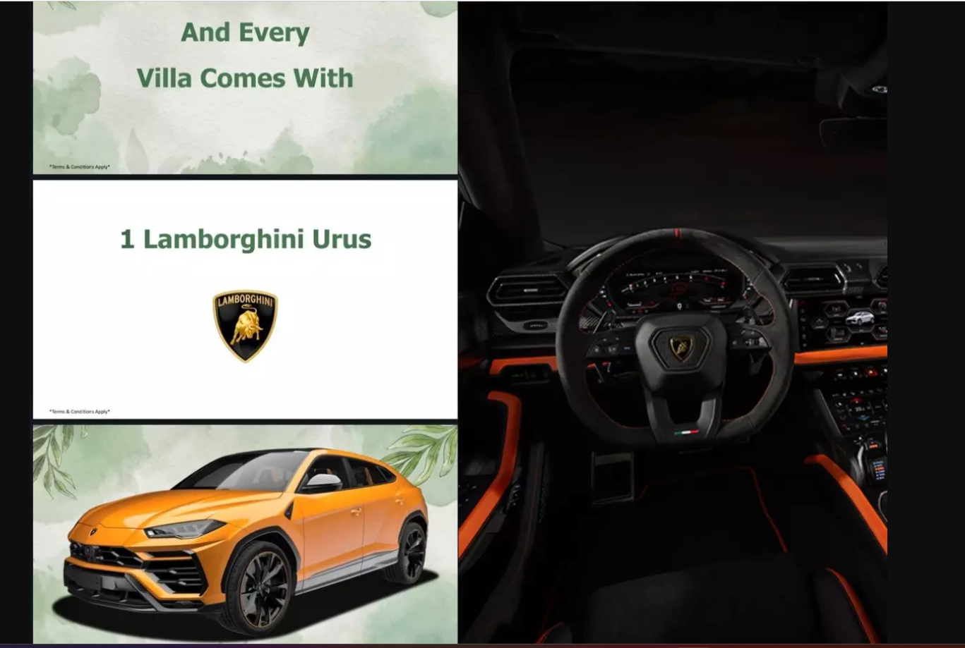 Buy a villa and get a Rs 4 crore Lamborghini Urus for free
